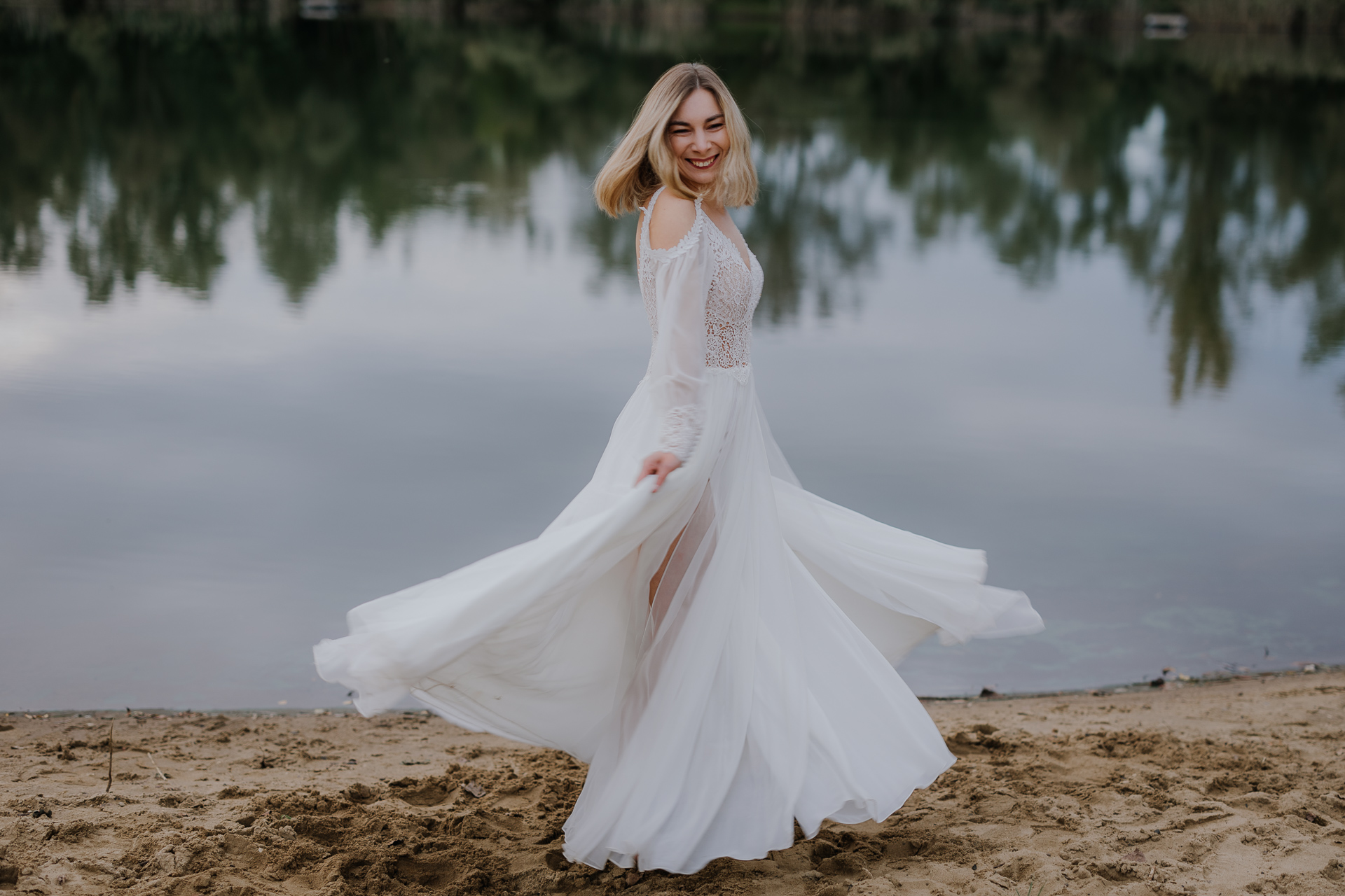 portret panny Młodej podczas sesji poślubnej