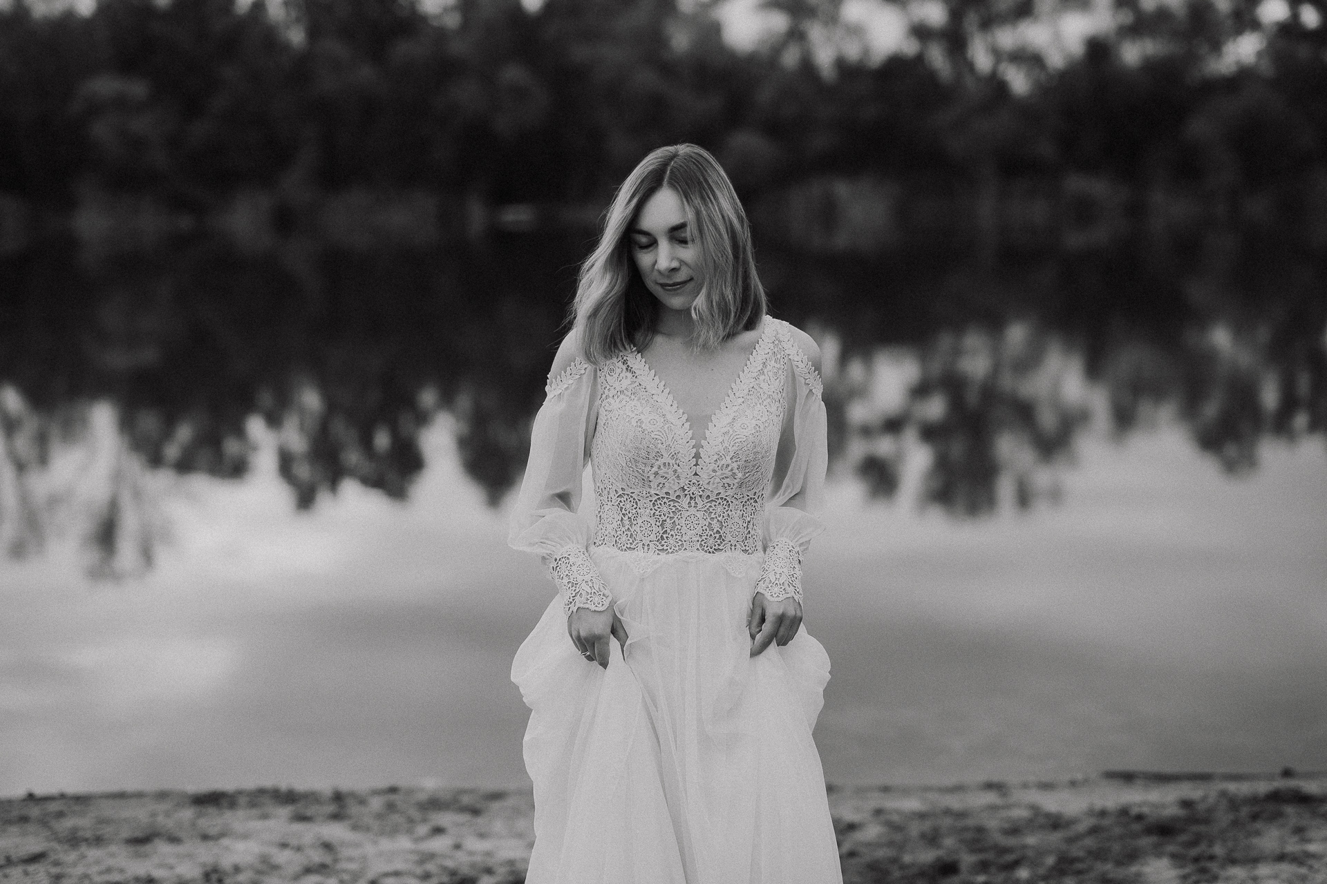 czarno-biały portret panny młodej