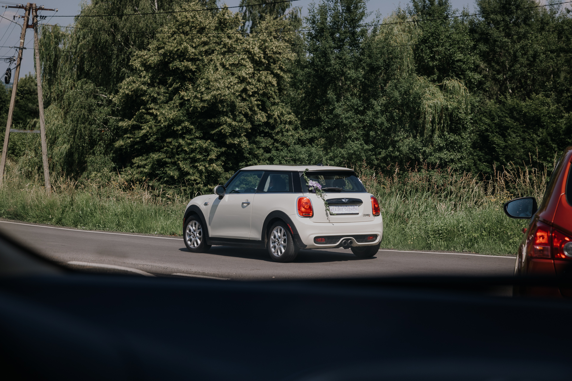 Państwo Młodzi w drodze do kościoła